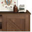 Buffet de rangement à 3 niveaux avec porte de grange coulissante et tablettes réglables, brun