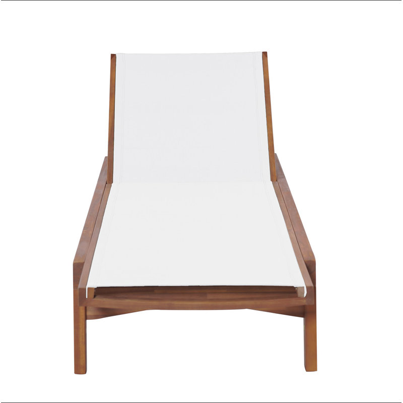 OUTDOOR CHAISE LOUNGE, White/Teak