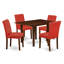 Ensemble de table de salle à manger 5 pièces moderne comprenant une table rectangulaire en bois avec Dropleaf et 4 chaises rembourrées en tissu de lin beige clair, lin blanc-1439909367-1439909366-1440201863