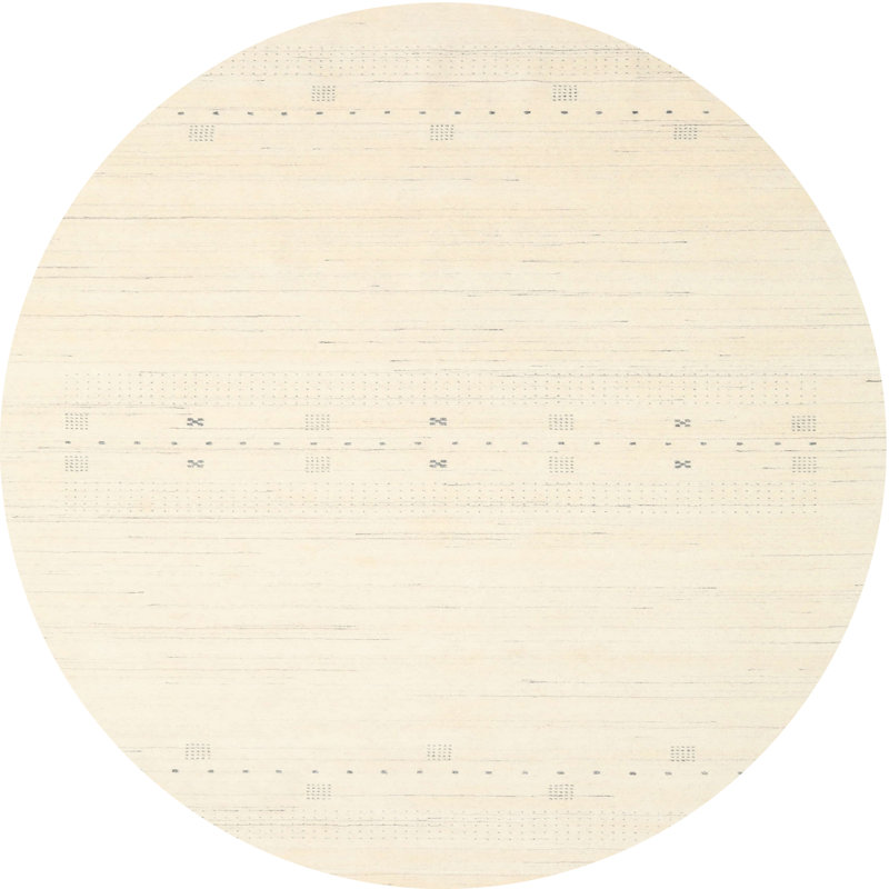 Tapis de zone beige léger contemporaine, Rond 8 pi x 8 pi