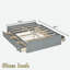 Structure de lit plateforme en bois avec 6 tiroirs, gris