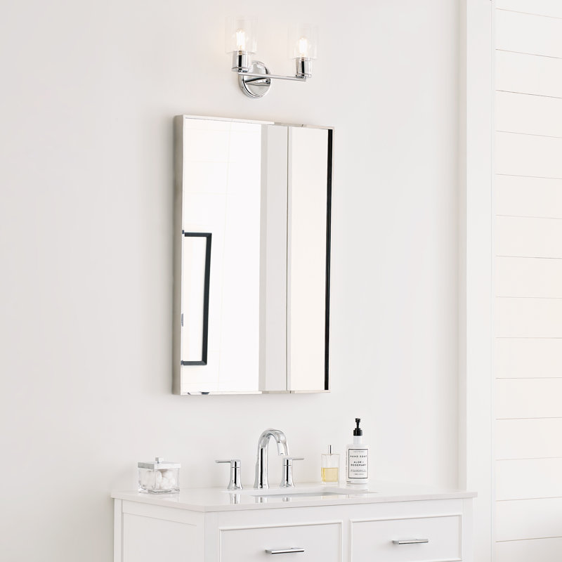Sayward Chrome 2-Light Vanity Wall Sconce with Clear Glass Shades