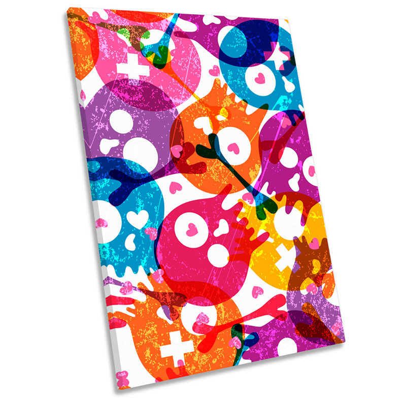 X0231 Skull And Crossbones Design - Wrapped Canvas Painting, 18cm H x 12cm W x 2cm D