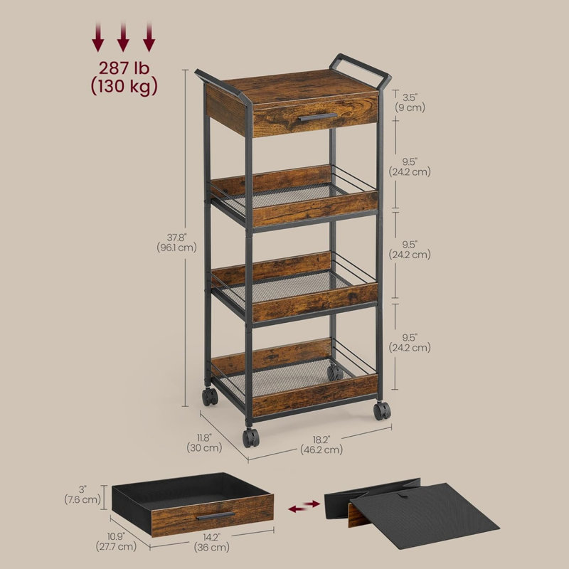 Chariot utilitaire roulant avec plateau de table