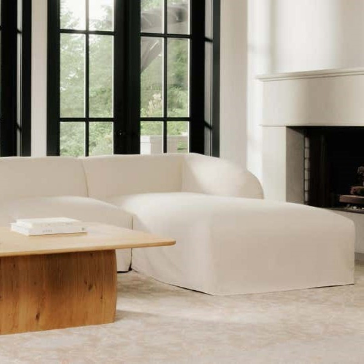 Wilde Left-Arm Facing Chaise Lounge, Cream Veil Canvas