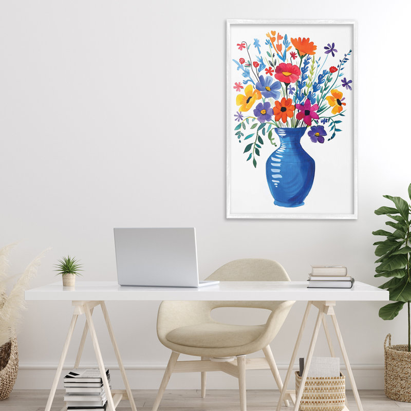 Giclée encadrée bleue Bouquet coloré, design par Lsr Design Studio, H 30 po x l 20 po