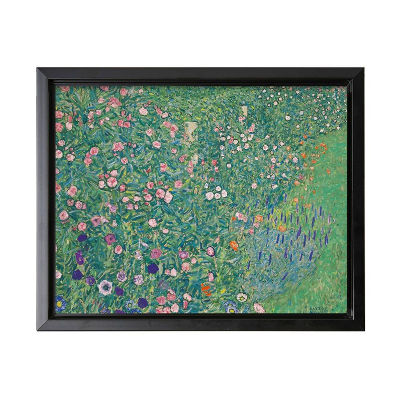 Gustav Klimt - Affiche de paysage de jardin italien, H 12 po x l 16 po, Canevas, Cadre noir