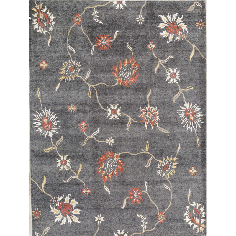 Tapis noir noué à la main de haute qualité