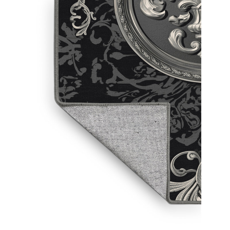 Machine Washable Cain Silver Medal Classic Damask Rug in Gray – Gray Binding, 2x4