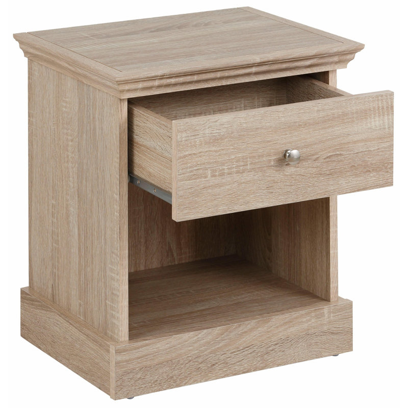 1 Drawer Bedside Table Modern, Oak