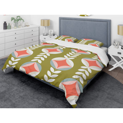 Ensemble de housse de couette à style mid-century à botanique rétro