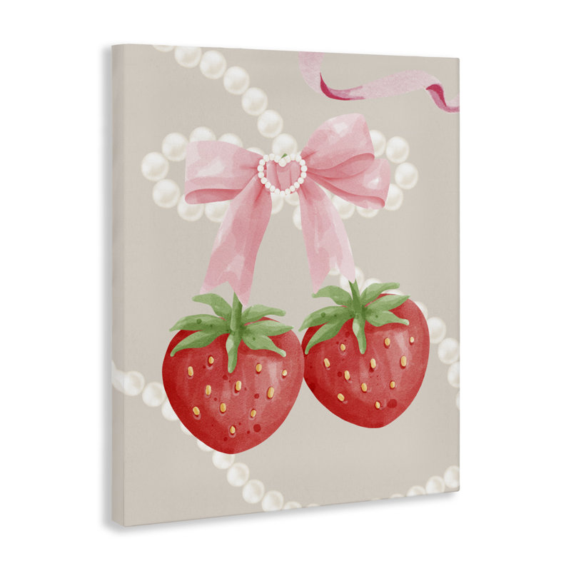 Toile féminine avec perles de fraise, conception de Jesse Keith, H 20 po x l 16 po