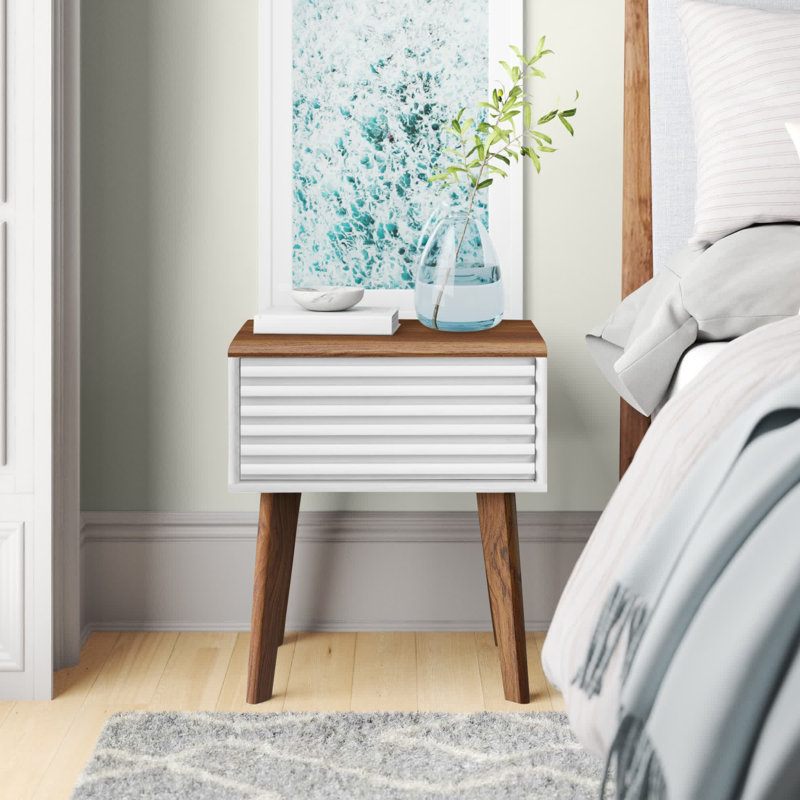 Table de chevet Render, Noyer / blanc
