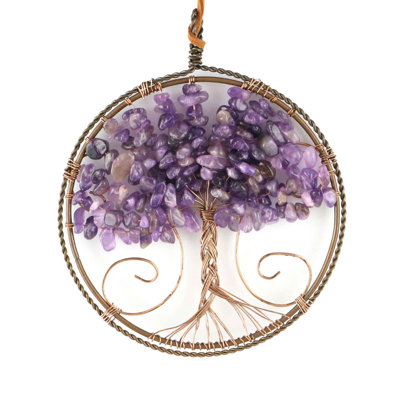 10.25" Reiki Healing Gemstone Tree Of Life Orn. - Amethyst