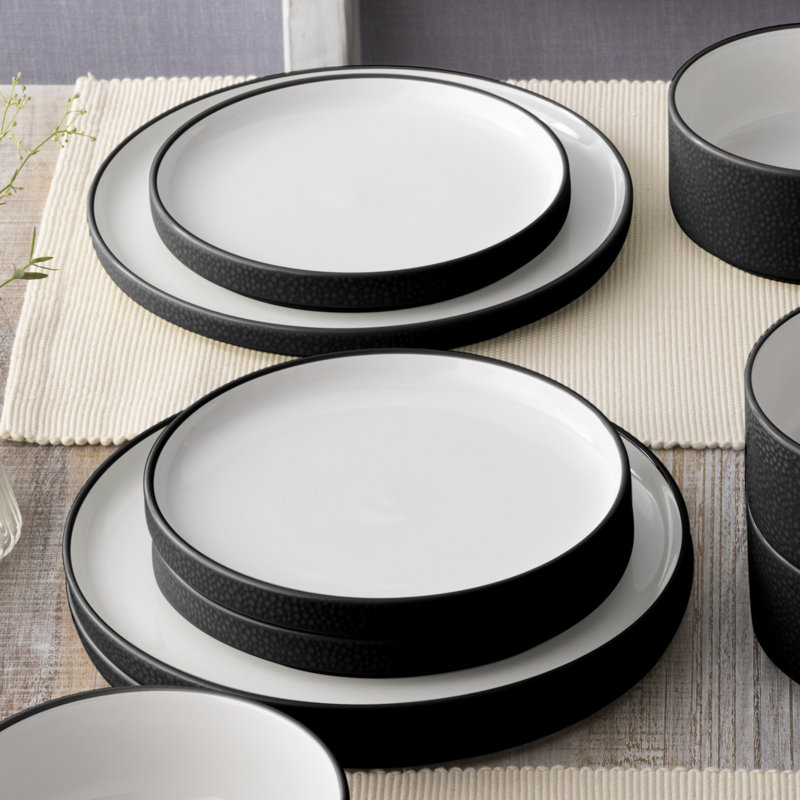 Noritake Colortex Stone Stax Dinner Plates, 9-3/4", Black