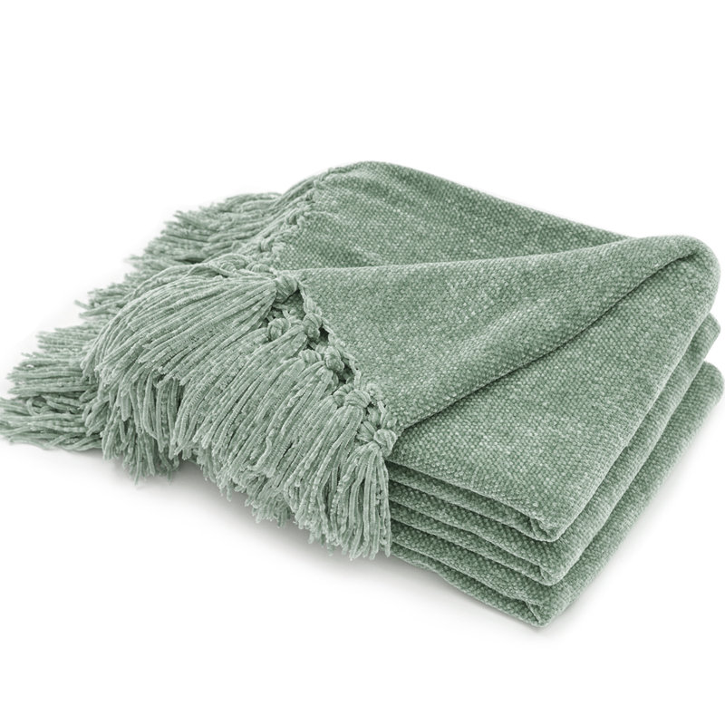 Jeté en chenille douce, L 60 po x l 50 po, Vert sauge