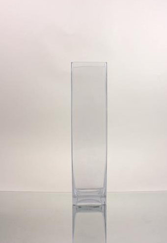 Vase carré en verre, H 16 po x l 4 po x p 4 po