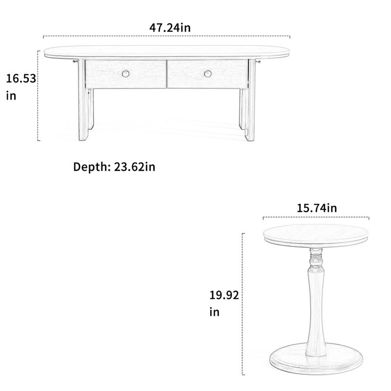Table basse vintage rétro avec dalle matte