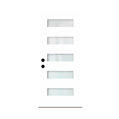 Panneau de porte d'entrée avant seulement, 91,4 cm x 203,2 cm, en fibre de verre apprêtée, ouverture à droite (intérieur/extérieur), verre trempé dépoli à faible émissivité, incrustation métallique, sans chambranle
