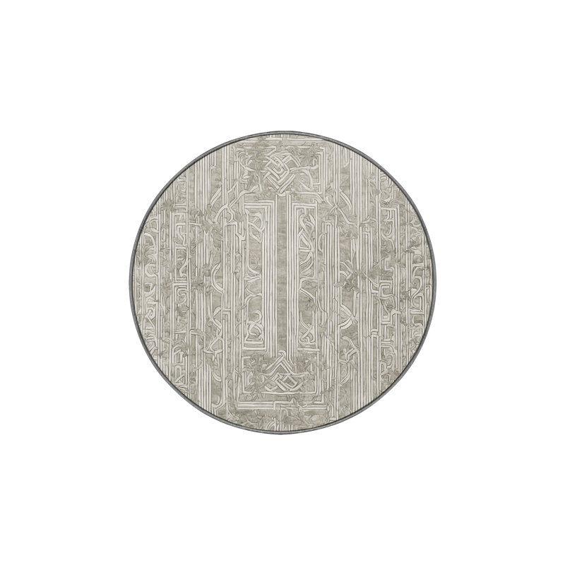 Machine Washable Gray Area Rug, Round 8'