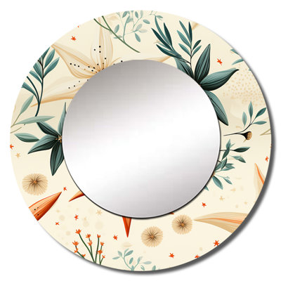 Coastal Starfish Stroll Beige Pattern - Abstract Round Mirror Wall Decor_MTMIR124691