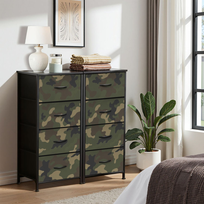 4 Drawer Dresser for Bedroom, Narrow Chest of Drawers, Wooden Top and Study Iron Frame 18"x37.5"-(WxH)