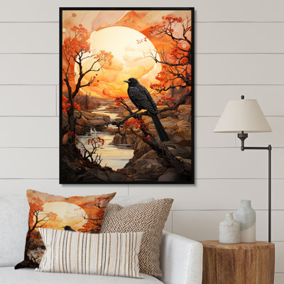 Décoration murale oiseau oiseau silhouette lune - animaux