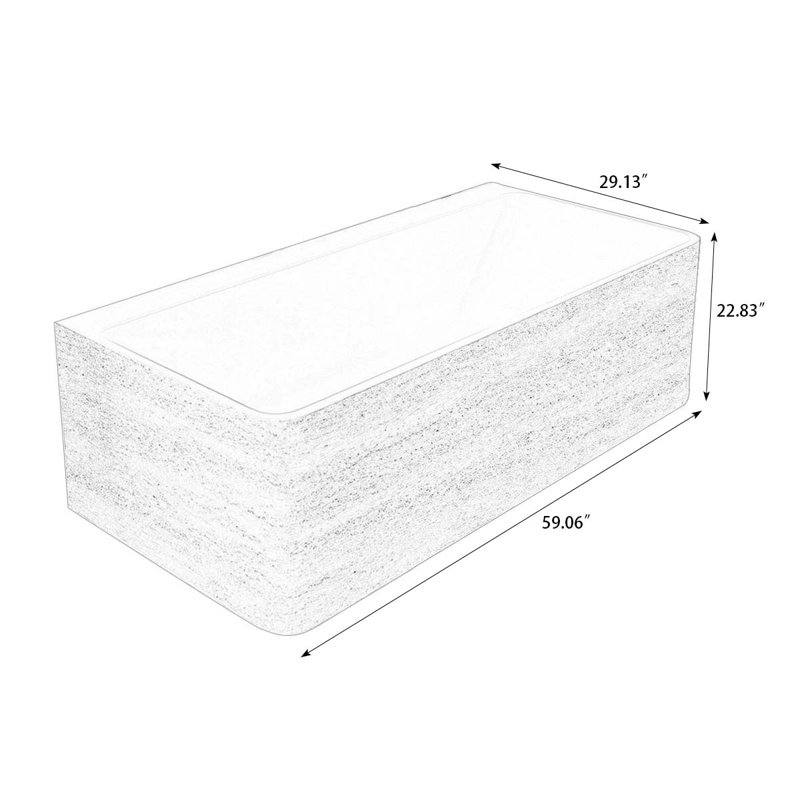 Baignoire rectangulaire en pierre reconstituée beige, Beige