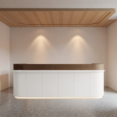 Modern Fashionable Welcome Desk with Integrated Cashier Area – Multi-Use for Offices Retail Spaces and Lobby Reception Areas