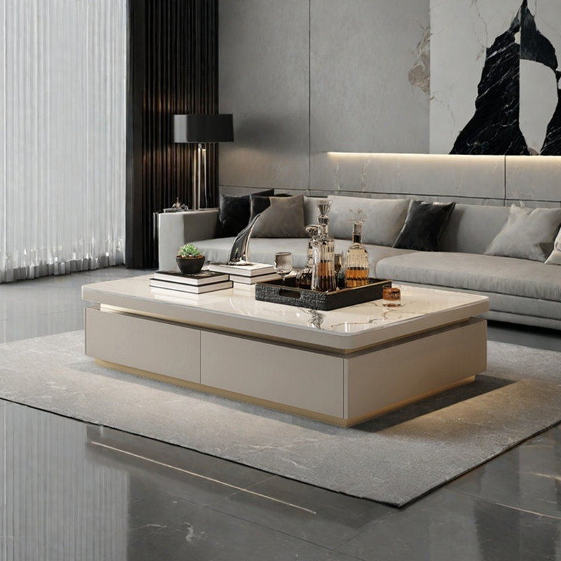 Table rectangulaire légère et luxueuse, Blanc, H 15,7 po x L 47,2 po x l 23,6 po