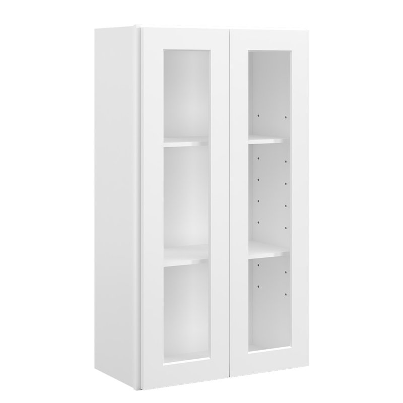 Meuble mural standard HOMEIBRO Cozy Design, 61 cm (L) x 30,5 cm (P) x 106,5 cm (H), en contreplaqué blanc Shaker, sans vitre, prêt à assembler.