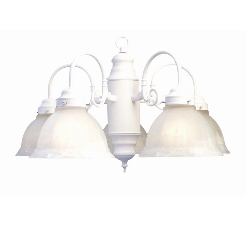 White Metal Crystal Candle 5-Light Chandelier