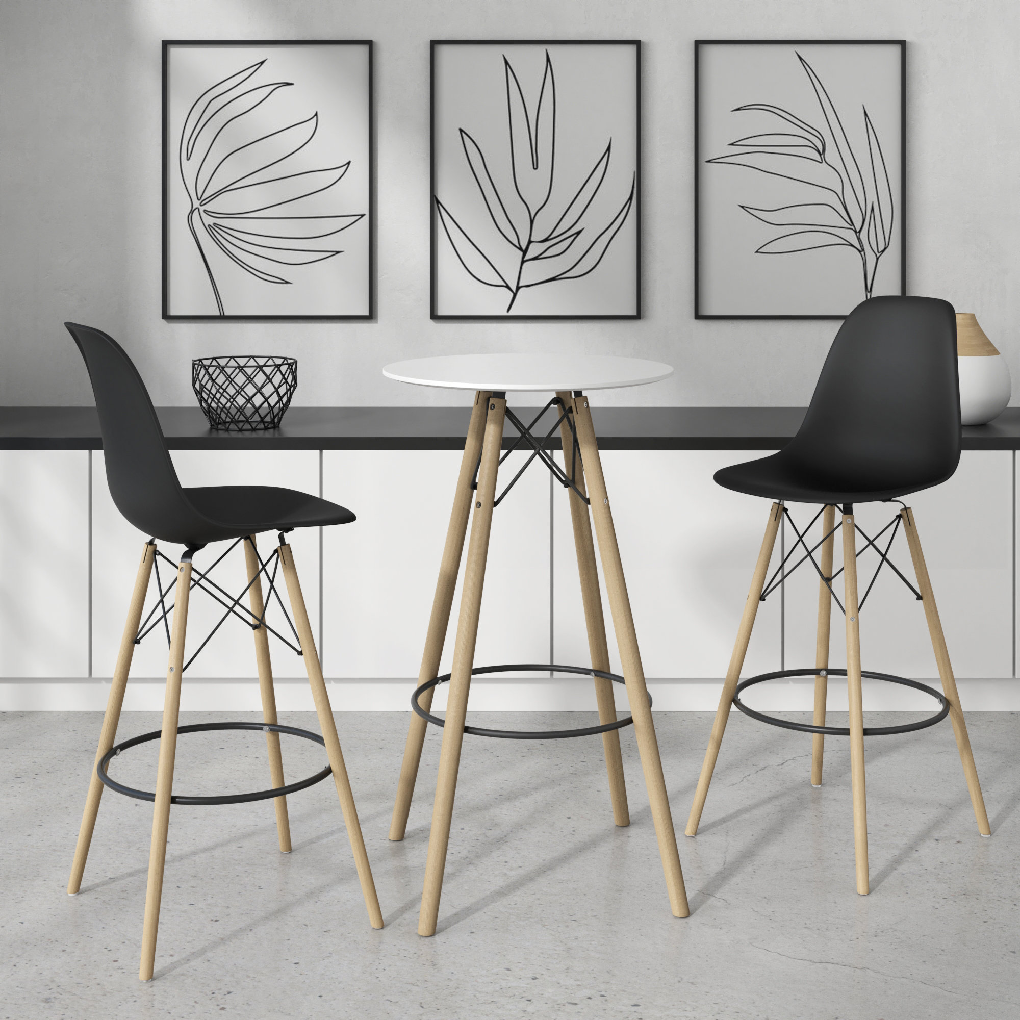Jordan Bar & Counter Stool, Counter Stool (26" Seat Height), Black/Natural