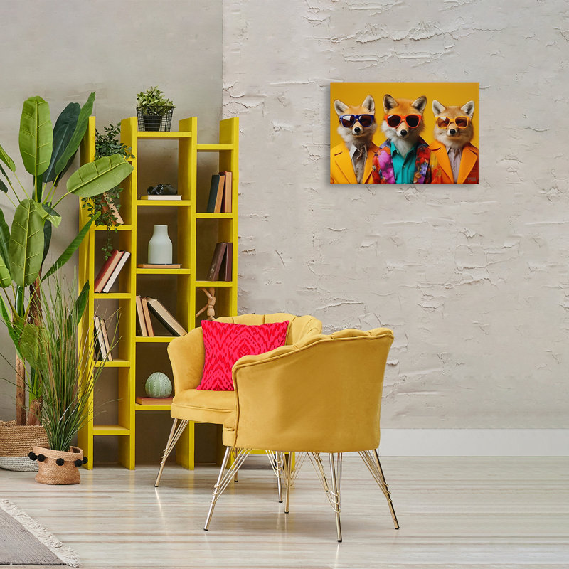 Art mural sur toile, "Renards stylés" par Roozbeh Bahramali, H 16 po x l 24 po