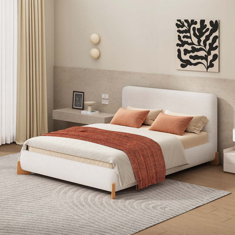 Boucle Upholstered Bed, Full