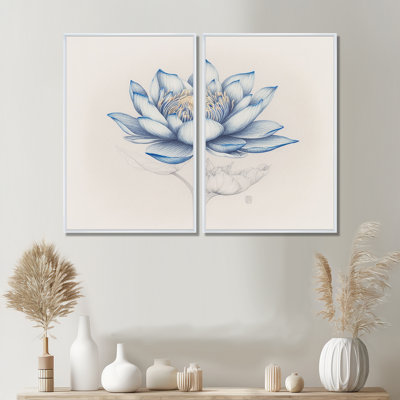 Lotus bleu rétro II - décoration murale lotus floral
