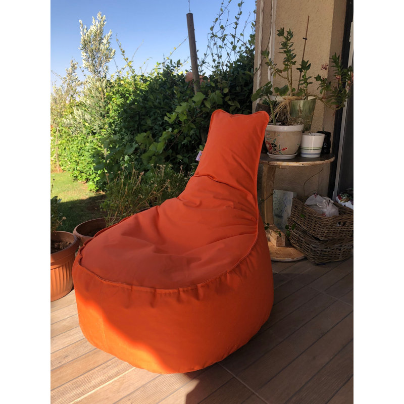 Fauteuil à billes orange confortable, 23,6 po x 27,6 po x 11,8 po | 100% polyester et tissu imperméable, rempli de perles de styromousse recyclées | Housse zippée amovible, parfaite pour la détente et les salles de jeux