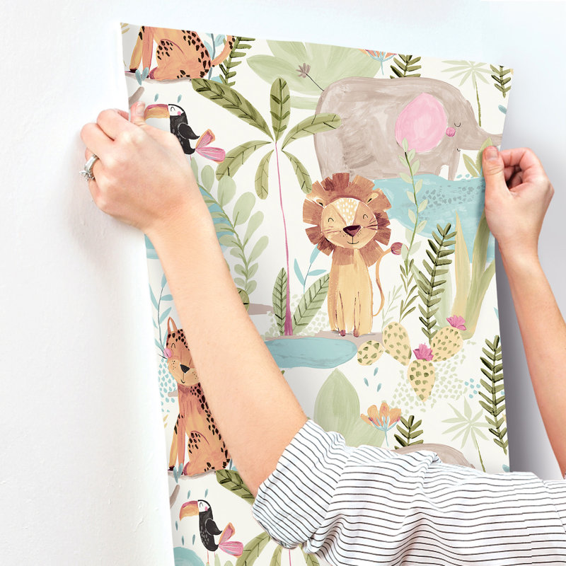 Papier peint amis dans la jungle, Blanc