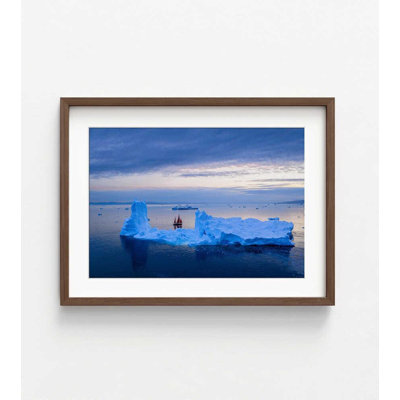 Arctic Landscape Photography, Sailboat, Icebergs (Framed Print)