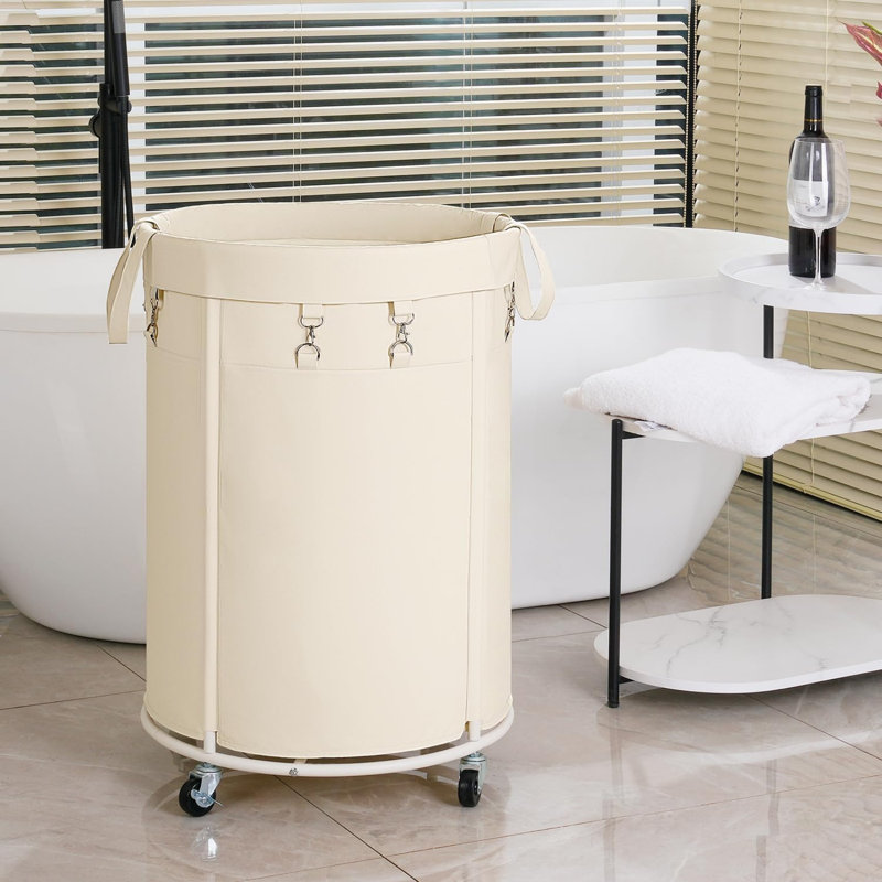 Metal Laundry Cart, Beige