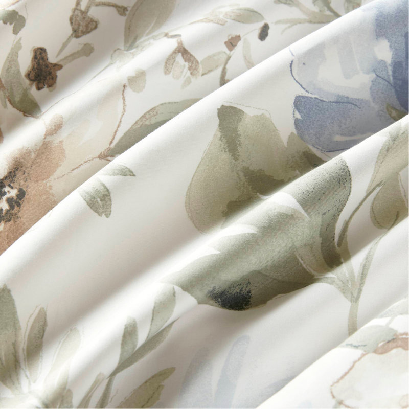 6PCS Cotton Sateen Print Oversized Comforter Set, Queen Comforter + 5 Additional Pieces
