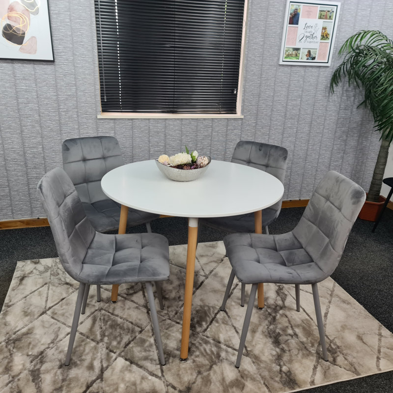 Gordin 4 - Person Dining Set, Grey, White