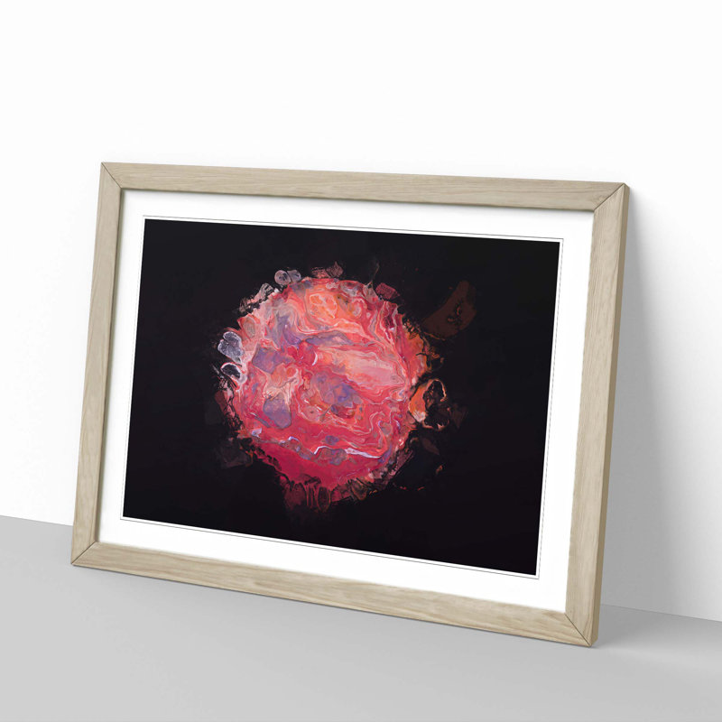 View of Love in Abstract - Picture Frame Painting Print, 50cm H x 76cm W x 2cm D, Oak