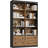 71" Black Bookshelf with 4 Drawers, 6-Tier Double Wide Bookshelves and Bookcases with Storage, Tall Bookshelf Large Open Bookshelves Standing Book Cabinet for Home Office, Black-1377229517