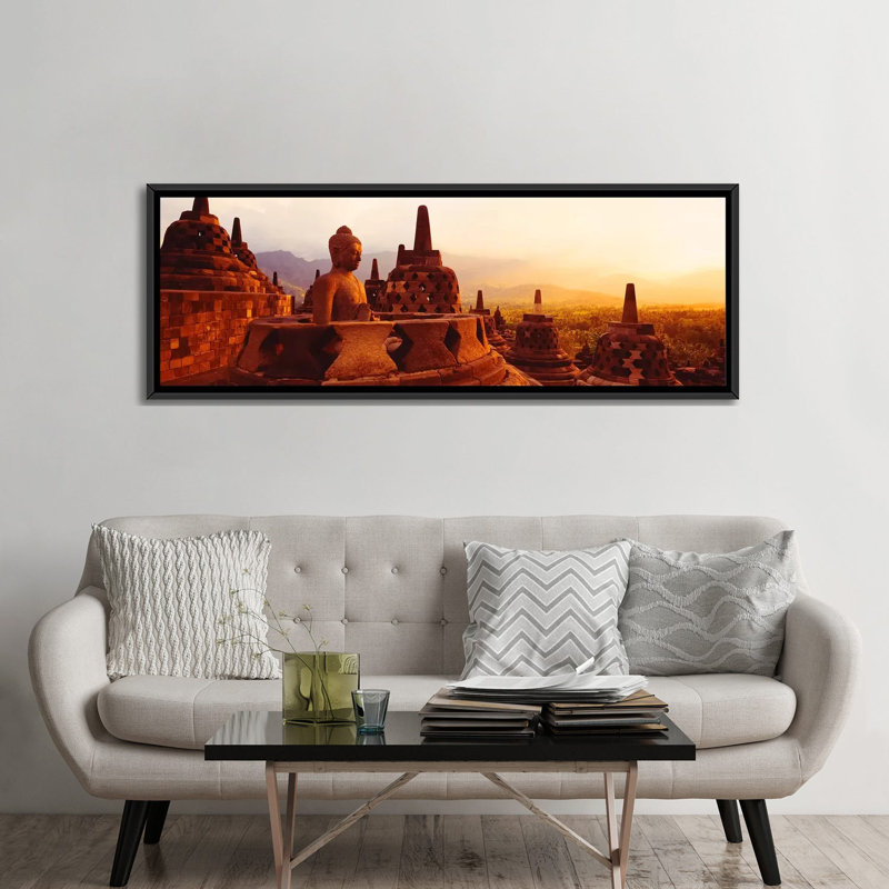 Reproduction de photo sur toile panoramique, temple bouddhiste de Borobudur, Java, Indonésie, H 16 po x l 48 po x P 1,5 po