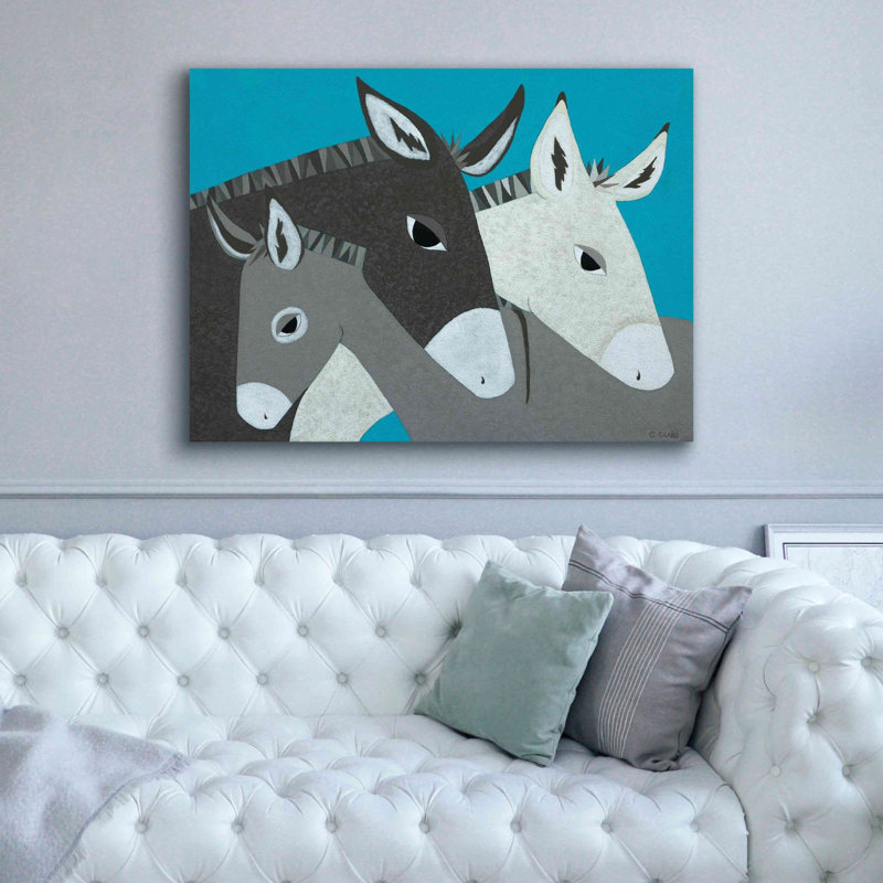 «Donkey Family» par Casey Craig, impression sur toile, H 40 po x l 54 po x P 1,5 po