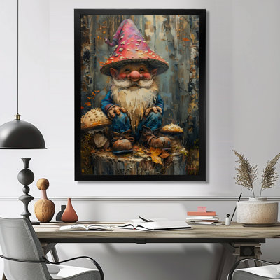 Ami fongique rouge, bleu et gnome - art mural gnome
