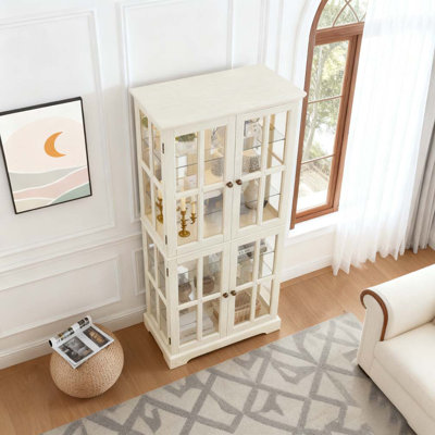 Antique Display Cabinet with Glass Doors Adjustable Shelves