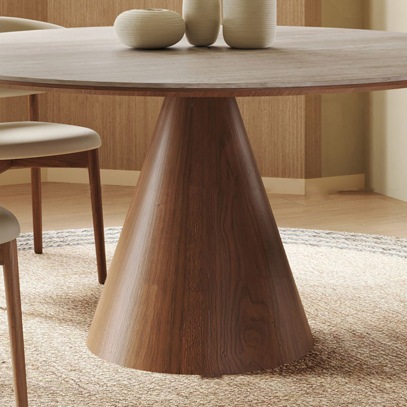 Medieval Style Rock Slab Small Round Table, 29.52"H x 53.14"L x 53.14"W