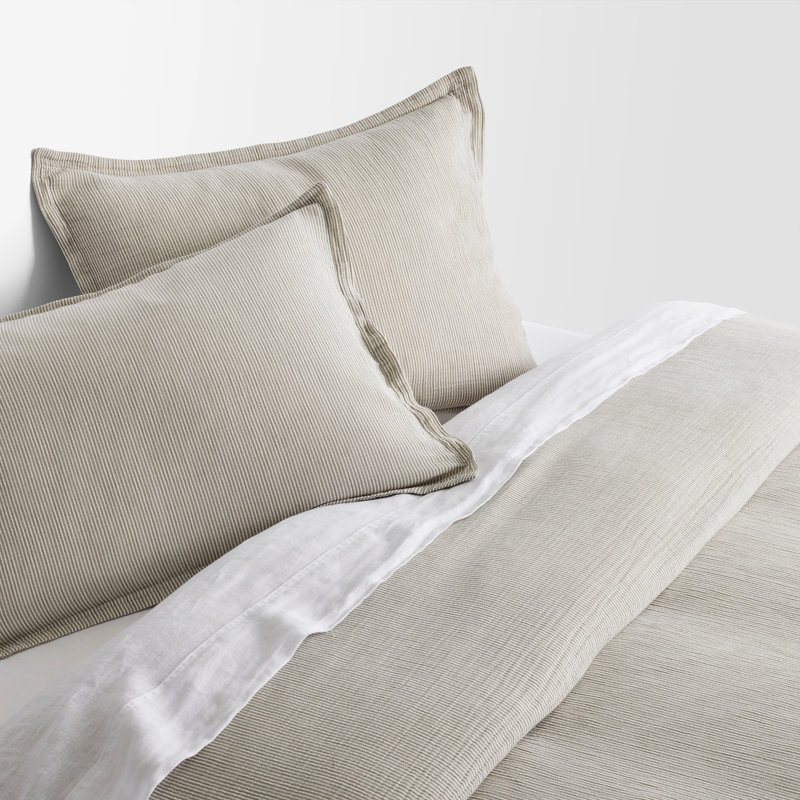Kimball Duvet Cover Set, Charcoal/White, King Duvet Cover + 2 King Shams